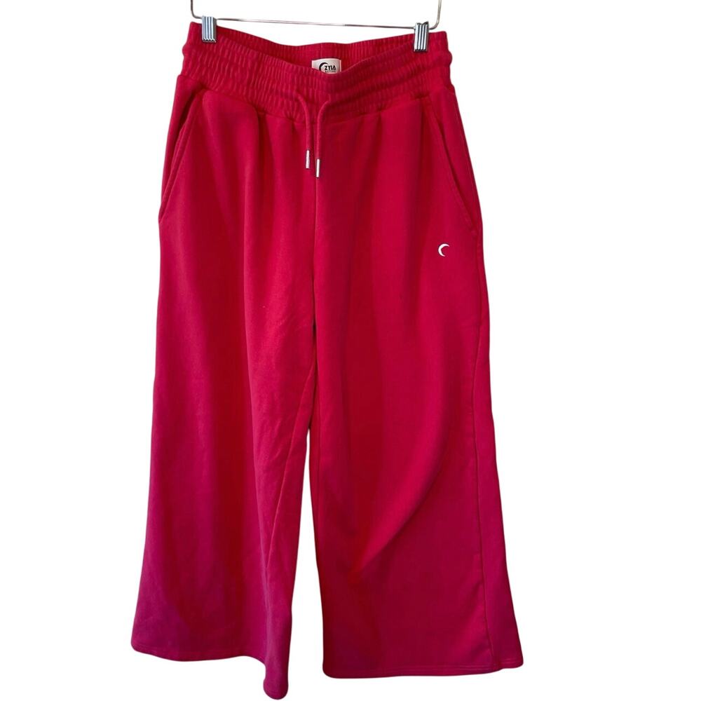 Zyia Active Hot Pink Wide Leg Elastic Waist Draw String Pull On Sweat Pants Lg